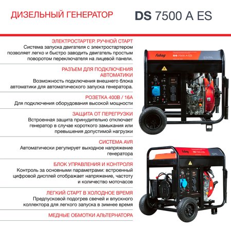 Дизельный генератор FUBAG DS 7500 A ES с электростартером и коннектором автоматики в Ульяновске фото